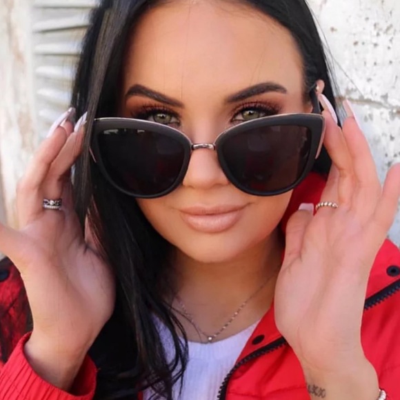 Cat Eye Sunglasses Smoke Black Sunnies - Picture 4 of 9